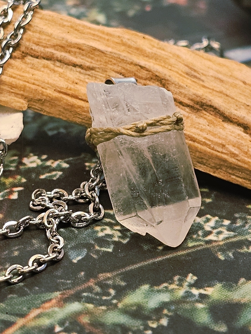 Clear Quartz Point Pendant Necklace - Natural Crystal on Silver Chain